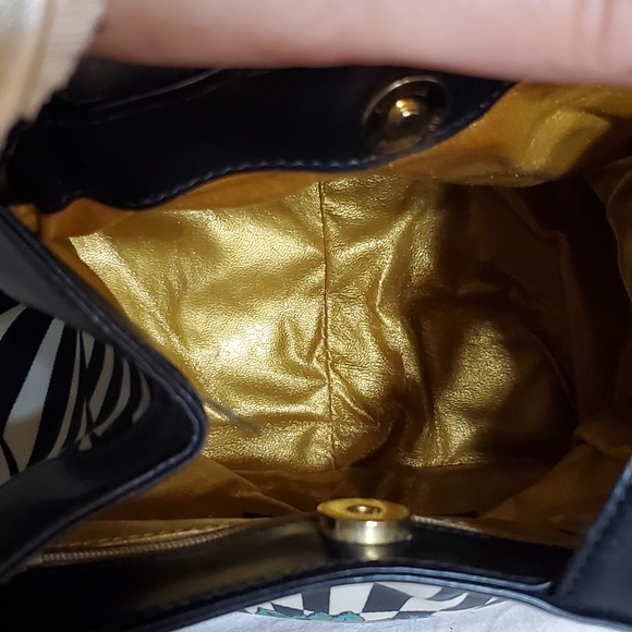 Gianni Versace Floral Black Leather/Canvas Bucketbag Shoulderbag/CB. - Picture 5 of 12